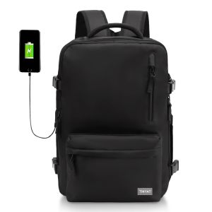 TINYAT 26L Travel Backpacks Weekender Expandable Carry-On Backpack for Airplanes Waterproof 16 inch Laptop Backpack for Men and Women