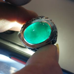 CINCIN BATU PIRUS PERSIA BIRU NATURAL TEMBUS SENTER RING PERAK