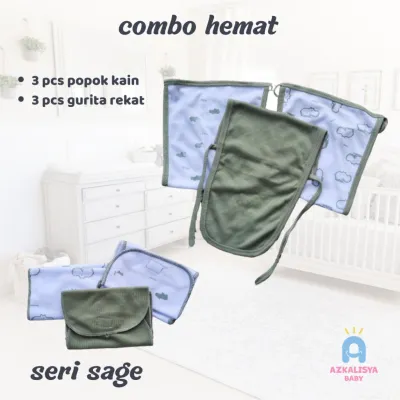 Combo Hemat 3Popok Kain + 3Gurita Rekat Instan Bayi Baru Lahir Unisek Poos Motif Katun