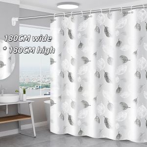1pcs Bathroom Curtain Liner Lightweight Shower Curtain Liner with Hooks Plastic Leaf Waterproof  Bath Curtain for Bathtub Decor