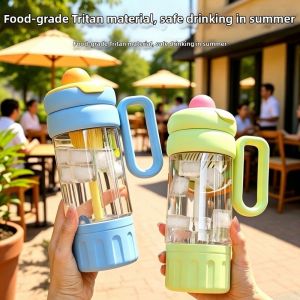 VB45D Leak-proof Sports Water Bottle Food Grade Large Capacity Tea Partition Cup Gym Bottle Plastic Tea-water Separation Cup Summer Use