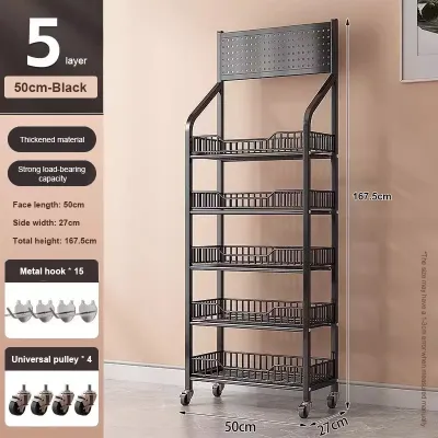 Movable Perforated Storage Rack - Multi-layer Home Organizer for Books Toys Snacks Drinks Display (Wire Shelf)