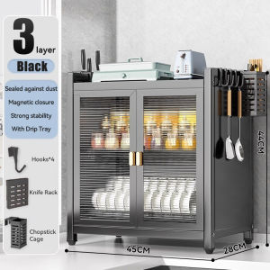 Dish Rack With Cover Kitchen Dish Rack Multifunctional Dustproof Draining Rack With Accessories