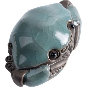 MUKANG Creative Cute Crab Tea Pet Cracked Glaze Handmade Small Crab Statue High Quality Durable Ceramic Tea Ornament Home