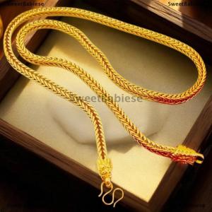 [COD] SweetBabiese Alloy Gold Plated Dragon Head Fox Tail Necklace 6mm Imitation Gold Personalized Square Fox Tail Necklace Neck Chain