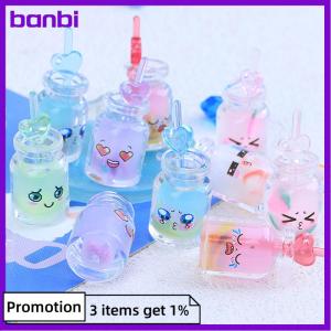 banbi ถ้วยน้ำผลไม้เรซินเรืองแสงขนาดเล็ก2ชิ้นเครื่องดื่มจิ๋วสำหรับตกแต่งสวนบ้านตุ๊กตาเรืองแสงในที่มืด