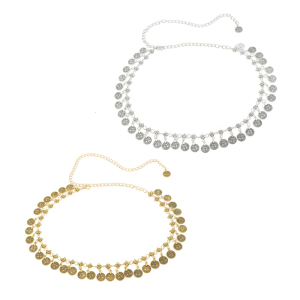 Waist Chain with Shaking Metal Coins Handmade Ethnic Style Belt Bohemian for Vacation Travel and Everyday Wear