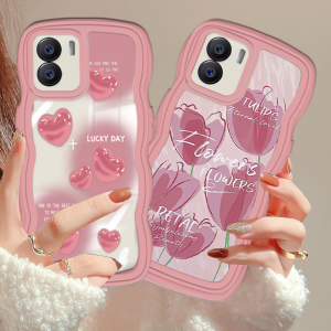 (Lokal Ready) Xinyu Casing hp Vivo Y17S Y27 Y36 Y02T Y16 Y15s Y15A Y12S Y12A Y02 Y01 Y02S Y22 Y22s Y35 Y21T Y21A Y21S Y33S Y12 V25 V27e Y15 Y17 Y11 Y20S Y91C Y19 Y30 Y50 Y53s S1 Pro Wavy Hati Pink Bunga Tulip Pinggir Gelombang Kasus Lembut Softcase