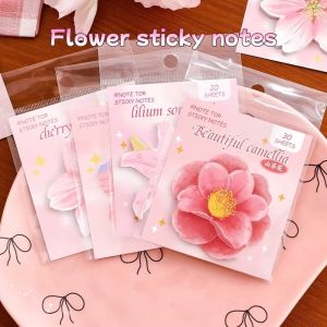 RJQFNG Repositionable Floral Sticky Notes Cherry Blossom Shape Self Adhesive Stationery Sticker Gifts Decorative Flower Adhesive Memo Pads Student Stationery