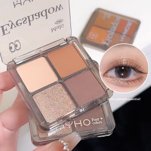 Màu Hồng hốc mơ mộng bốn màu phấn mắt Matte ánh sáng lung linh lấp lánh trang điểm tự nhiên cho mặc hàng ngày