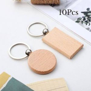 5/10Pcs Blank Wooden Keychain Creative Hanging Accessories DIY Craft Gifts