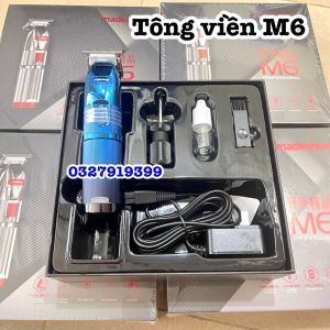 Madeshow Tông đơ chấn viền cao cấp M6 màu xanh trắng pin lithium 1400mAh động cơ Turbo 2 tốc độ lưỡi thép không gỉ công suất 8W thiết kế hiện đại bảo hành 3 tháng