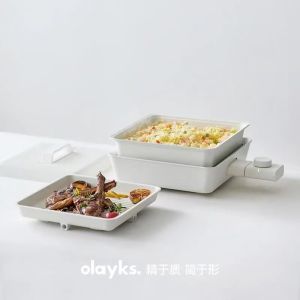 Olayks Split Double Flavor Electric Hot Pot 2.8L Mandarin Duck Pot Split Baking Pan Frying Grill Multifunctional Cooking Pot Household Gift
