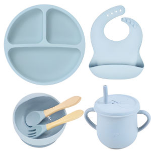 Light & House Premium Baby Bibs 5 Pcs Tempat Makan Silicon SUCTION Dengan Bib Peralatan Makan Anak Murah Tableware Silikon Anak Import Bib Gelas Mangkok Piring Silicone