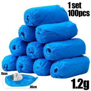 ผ้าคลุมรองเท้าบูตกันโคลนกันลื่นสำหรับที่คลุมรองเท้าพลาสติกที่ใช้ในบ้านอุปกรณ์รองเท้ากันฝนผ้านอนวูฟเวน100ชิ้น