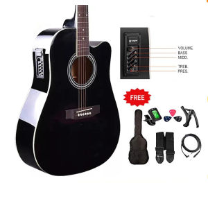 PLAYOU Electric Acoustic Guitar 41 Inches 4 /2 Band EQ Cutaway Full Size Electro-acoustic Guitar 4/4 with Beginner Kits