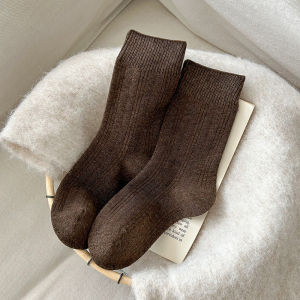 6Pairs Solid Color Socks Women Fashion Soft Cotton Socks Comfortable Autumn Winter Warm Cozy Socks