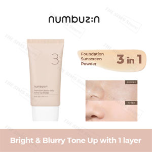 numbuzin No.3 Porcelain Base-skip Tone Up Beige SPF50+ PA++++ (50ml)  Powdery Finish Light Natural Coverage Tinted Beige Color