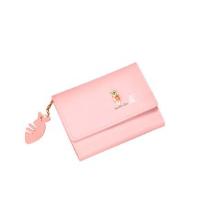 COLOO Cute Sweet PU Leather Rabbit Carrot Letter Handbag Korean Money Bag Women Wallets Card Holders Small Coin Purse