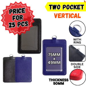 【1PACK=25/50PCS ! ! !】GO PU Leather Card Holder 1Side & 2Side ID Holder Badge Holder/Identity Badge Card Cover