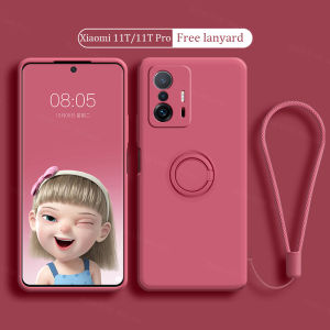 Ốp Điện Thoại Cho Xiaomi 11T 5G/11T Pro 5G Ốp Lưng TPU Mềm Giá Đỡ Vòng Silicon Lỏng Có Dây Đeo