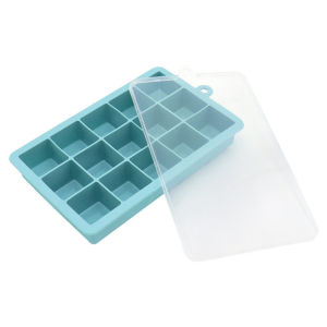 Easy Release 15 Grid Silicone Ice Cube Tray with Lid Reusable for Fruit Jelly and Chocolate Mold