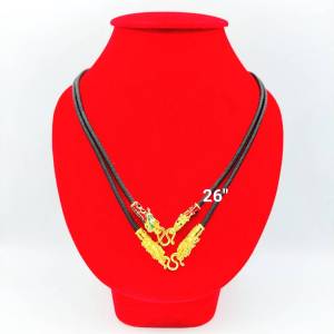 สินค้าขายดี สร้อยพระ สร้อยเชือกร่ม ชุบทองไมครอน ขนาด 3.5 มม. ยาว26นิ้ว ไม่ลอกไม่ดำ หัวสร้อยมังกรสวยงาม