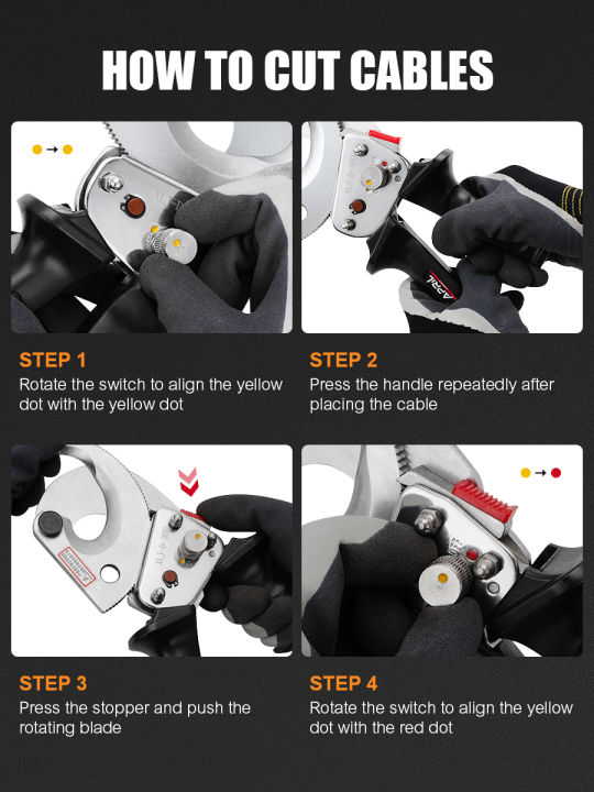 Heavy Duty Ratchet Cable Cutter Cut Up To 500mm2 Ratcheting Wire Cut ...