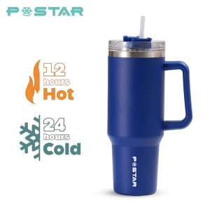 POSTAR Vacuum Tumbler 1200ML Stainless Steel Sports Water Bottle with Handle&Straw for Hot and Cold Drinks