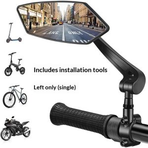 Rosy Recess Universal Bicycle Rear View Mirror for Mountain Bike and Electric Bike with Clear Adjustable Reflection