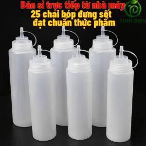 TINH DIEU Combo 5 Chai Nhựa LDPE Bóp 500ml 650ml 800ml Đựng Sốt Tương Ớt Mayonnaise Nắp Kín Bán Sỉ