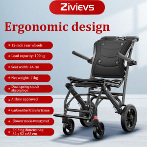 Zivievs Foldable Ergonomic Walker Waterproof Shower Wheelchair Lightweight Walking Aid Obstacle-Crossing Design for Comfortable Mobility