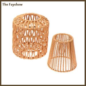 [The Fayshow] 1 Piece Vintage Hanging Lampshade Handmade Woven Lamp Shade For Living Room Bedroom Hotel Simulated Rattan Light Fixture