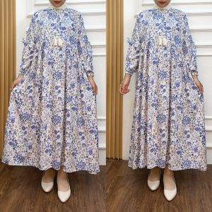 Tarisaa.id Midi Dress Wanita Dewasa Motif Floral Bahan Rayon - Fashion Muslim Casual