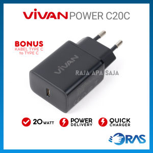 Charger USB Type C to Tipe C 3A 20W Fast Charging Quick Charge Power Delivery PD Vivan Power C20C