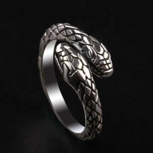 Sinboia Snake Silver Ring For Men Adjustable Ring Aesthetic Jewelry For Men Women