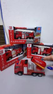 Kids Fire Engine Truck Toy Light Sound Flashing Lights Inertia Drive Rescue Ladder Vehicle Birthday Gift