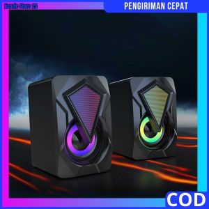 COD Lovskoo Speaker Desktop Subwoofer Stereo Wired 6W USB RGB Light - X2 / 2 speaker RGB audio sambung hp pc komputer laptop USB kecil aktif full bass unik kekinian / speaker kabel murah desain elegan unik mini suara keras / promo pengiriman cepat viral