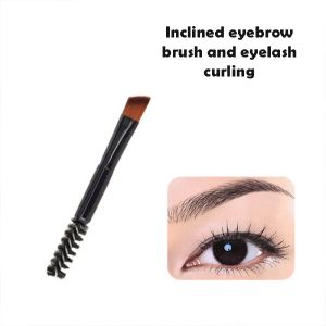 Kuas Alis Miring Dua Kepala Dan / Eyebrow Brush / Kuas Mini 2in1 COD -🌈Ninestar