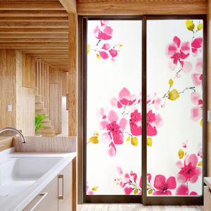45/60/90×200cm Frosted Tinted Glass sticker 1 Roll Frosted Privacy Floral Pattern Window Film Home Bedroom Bathroom Glass Window Film Stickers With Glue Sticker
