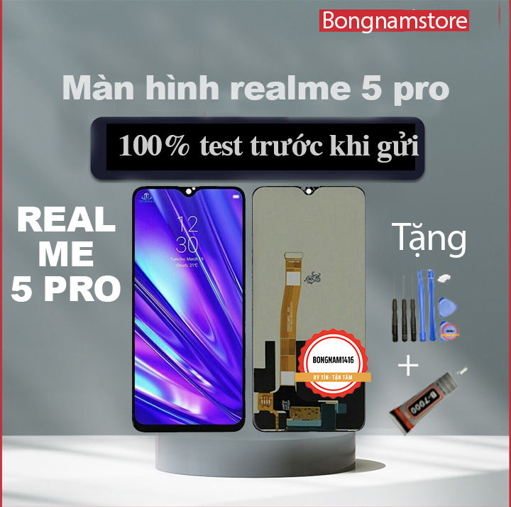 Màn hình thay thế cho realme 5 pro tặng kèm bộ sửa 8 trong 1 và keo dán Màn