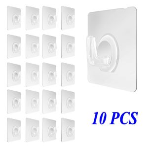 1/10Pcs Transparent Self Adhesive Wall Hook Bathroon Anti-rust Towel Wall Hangers Hooks Heavy Load Rack Hooks for Kitchen Bathroom