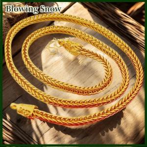 Blowing สร้อยคออัลลอยสีทองรูปหัวจิ้งจอกหางมังกร6mm สร้อยคอรูปสุนัขจิ้งจอกทรงสี่เหลี่ยมหัวจิ้งจอกส่วนตัว