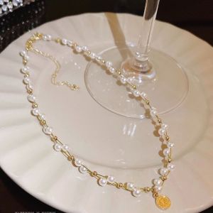 GL 18K GOLD Pearl Hang Tag Short Summer Fashion Star Design Temperament Versatile Necklace N7088