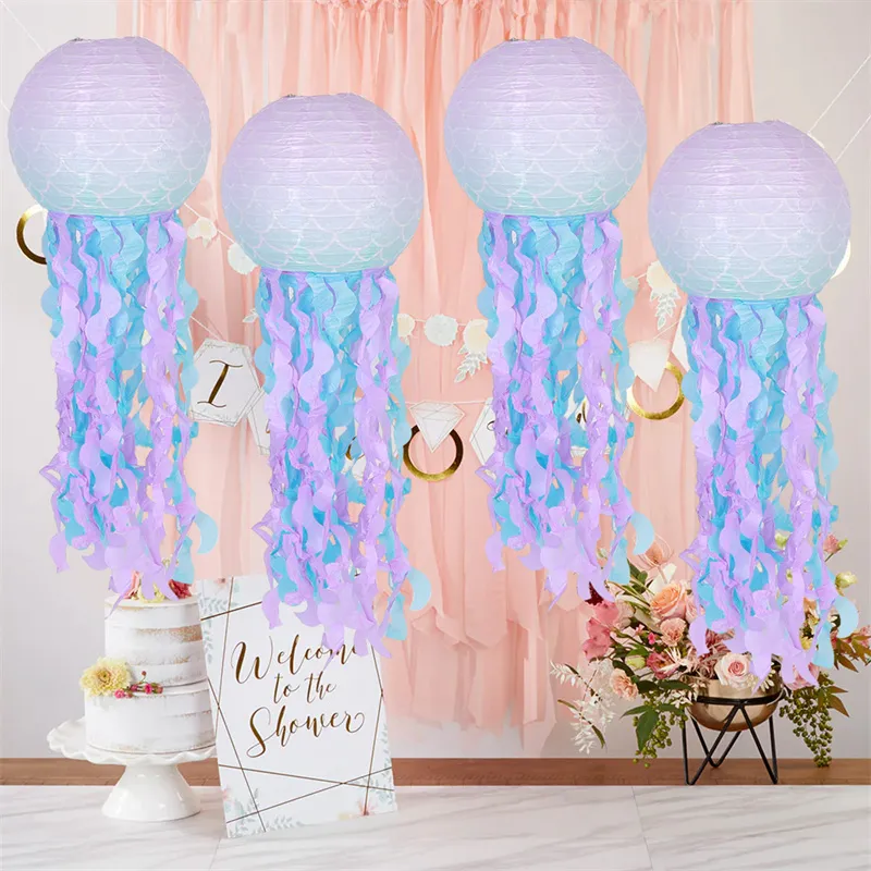 Hanging Jellyfish Lantern Little Mermaid Theme Girl Birthday Party