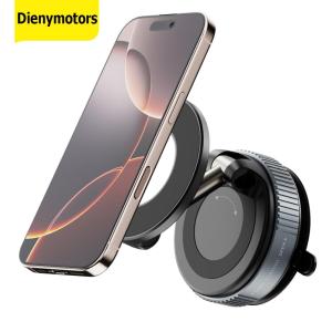 Magnetic Vacuum Car Mount Phone Holder 360 Rotatable Folding Navigation Stand for Smartphones Black