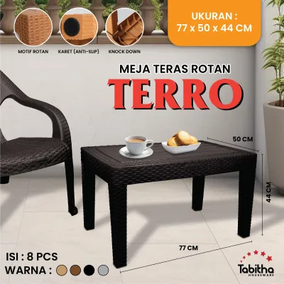 MEJA TERAS PLASTIK ANYAM TERRO TABITHA / COFFEE TABLE / MEJA TAMU ROTAN [TABACC]