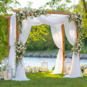 INVADER 1/3/5/8/10meters Wedding Tulle White Pink Sheer Backdrop Curtains DIY Mesh Gauze Birthday Party Wedding