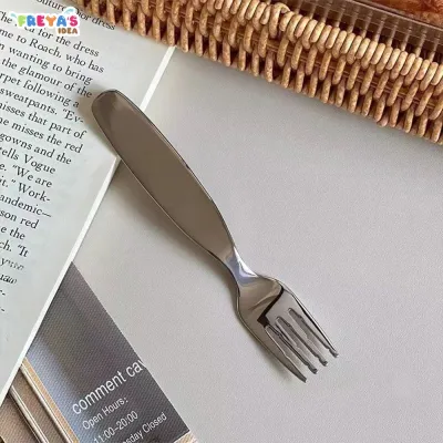 FR-C1404 Sendok Garpu Makan Anak Stainless Pegangan Pendek Sendok Makanan Penutup Anti Karat