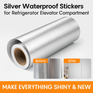 Silver Waterproof Stickers Stainless Steel Metal Stickers For Refrigerator Mirror Sheets Imitation Stainless Steel Stickers 银色不锈钢贴纸